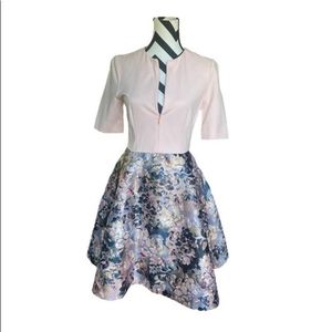 Ted Baker Dress Pink Amelia Eloquent Jacquard Skater Cocktail